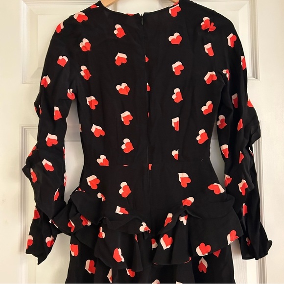 ASOS Tea Dress Ruffle Tiered Hem in Heart Print Size 4 - Picture 9 of 12